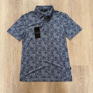 7 Diamonds 4 Way Stretch "Palmer" Polo Shirt Golf Paisley Quick Dry Men's Size S